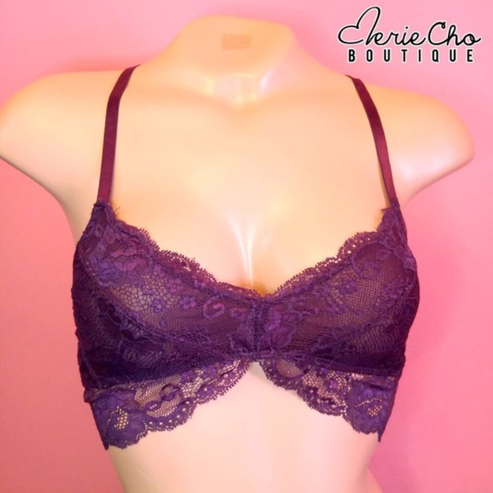 NEW  set of two Butterfly Lace purple bralette size M